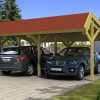 Carport Harz 624 x 560 cm mit roten Schindeln