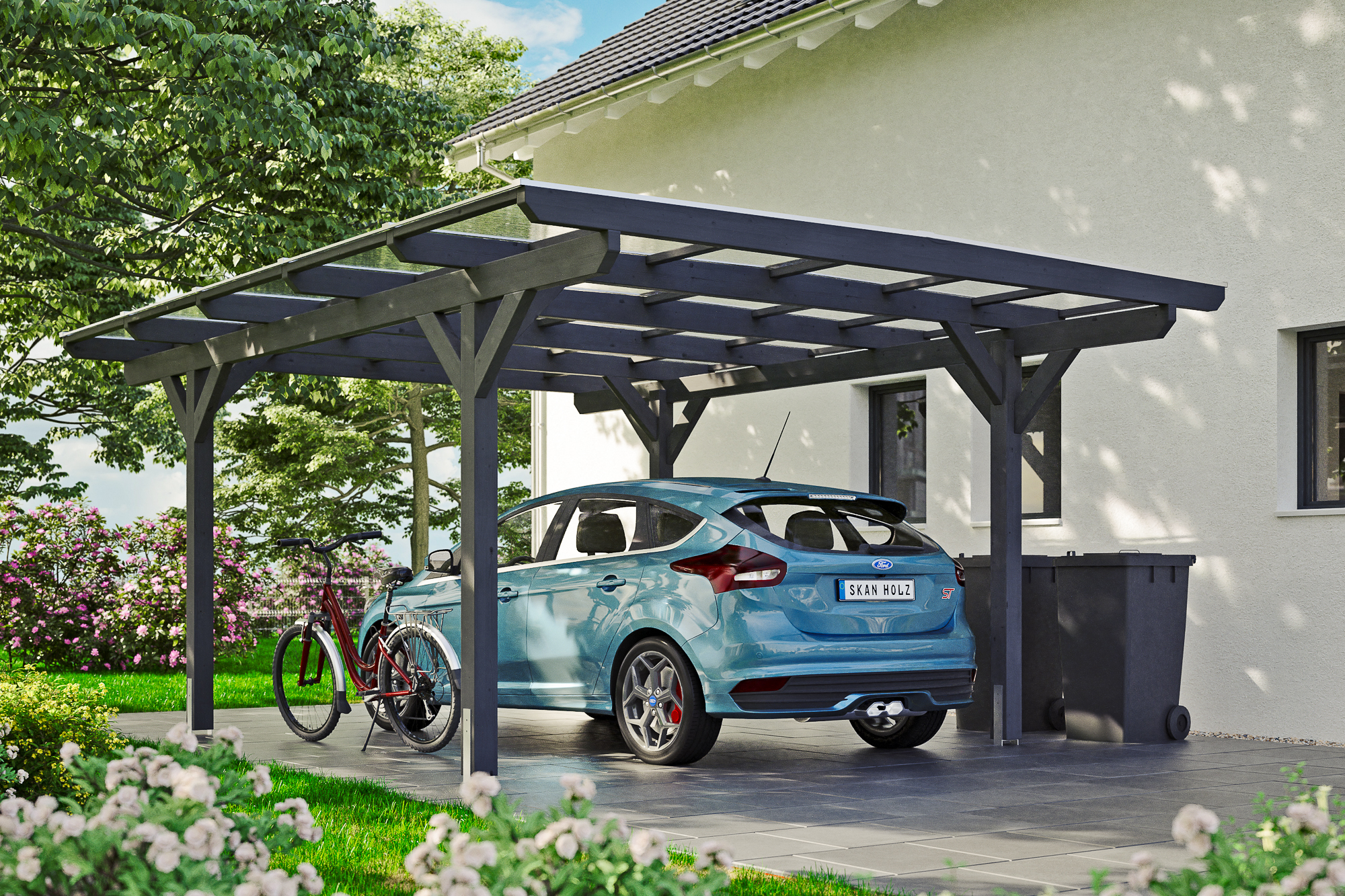 Carport Odenwald 428 x 541 cm, schiefergrau