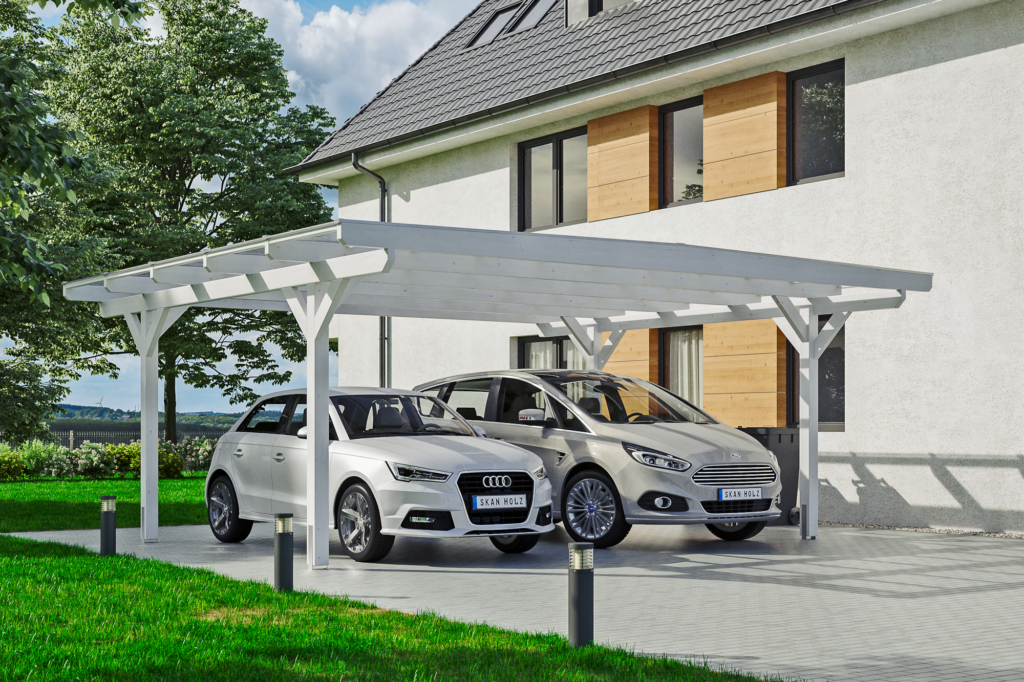 Carport Odenwald 640 x 541 cm, weiß