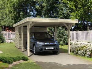 Carport Spessart 355 x 846 cm mit Abstellraum, natur