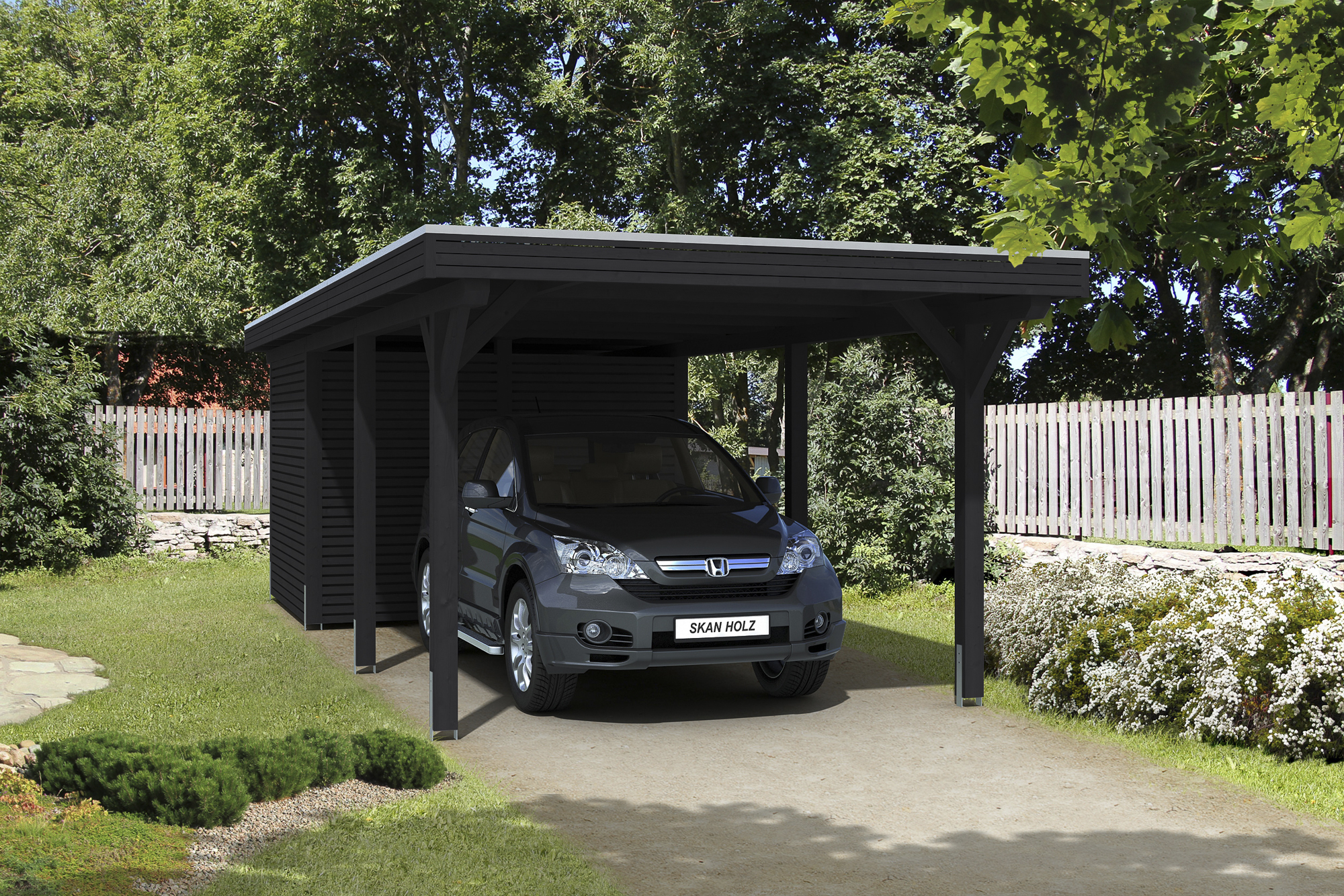 Carport Spessart 355 x 846 cm mit Abstellraum, anthrazit
