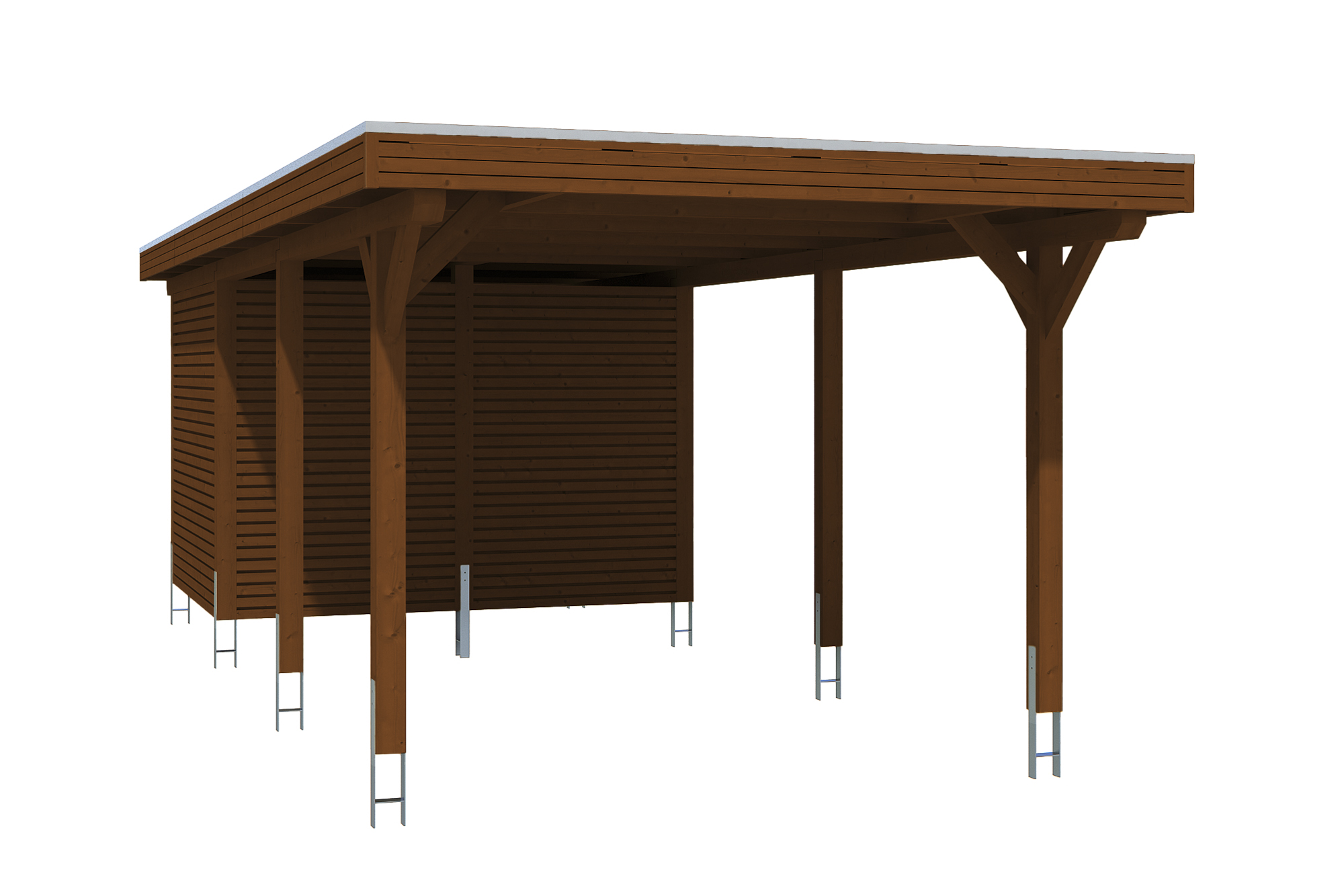 Carport Spessart 355 x 846 cm, nussbaum