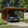 Carport Spessart 355 x 846 cm mit Abstellraum, nussbaum