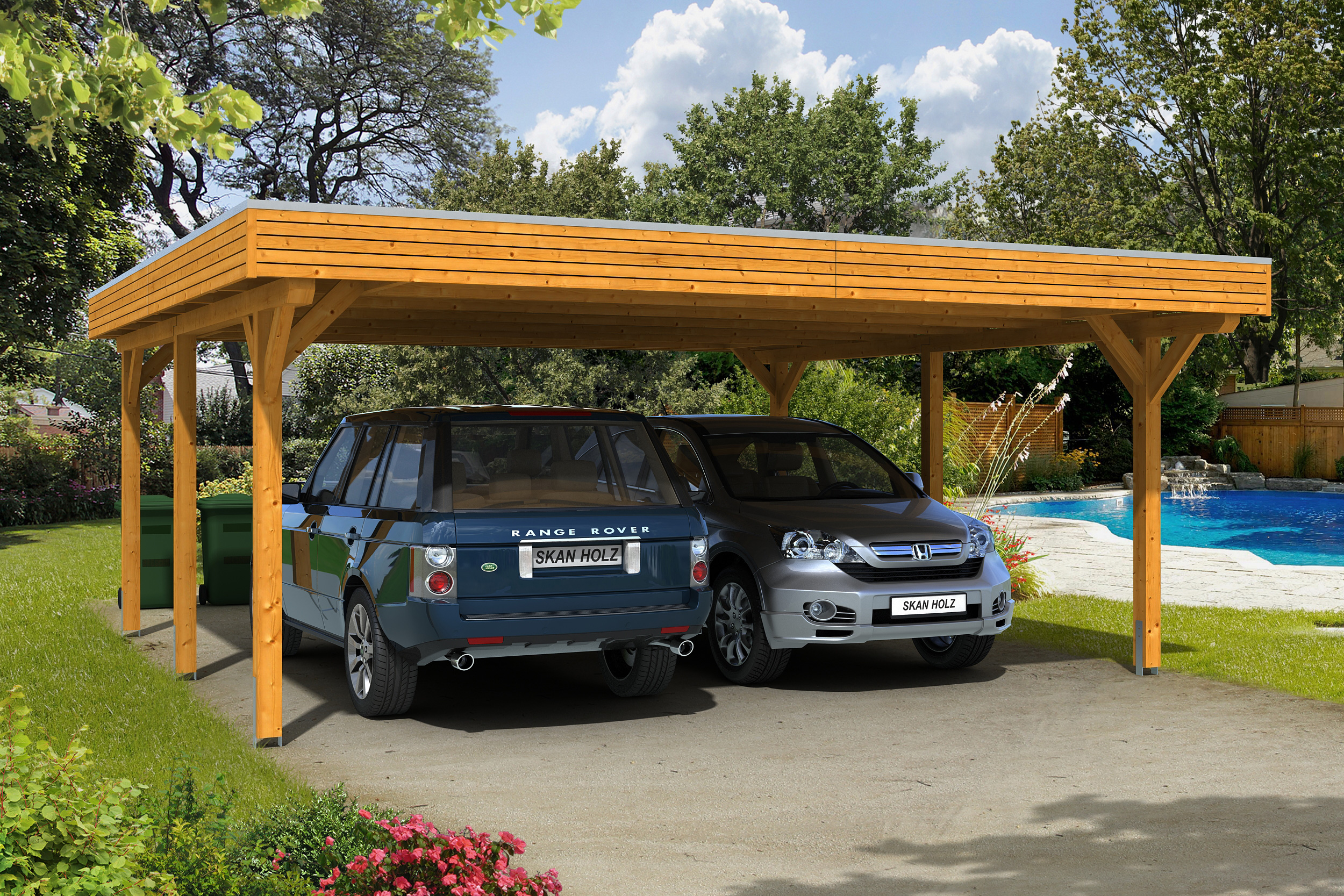 Carport Spessart 611 x 604 cm, eiche hell