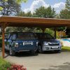 Carport Spessart 611 x 604 cm, nussbaum