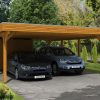 Carport Spessart 611 x 846 cm mit Abstellraum, eiche hell