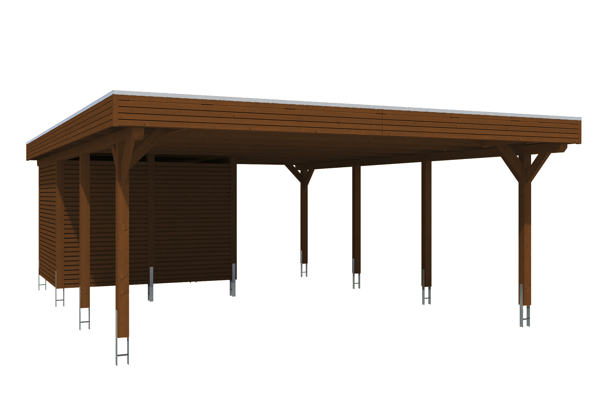 Carport Spessart 611 x 846 cm, nussbaum