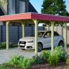 Carport Spreewald 345 x 589 cm mit Aluminiumdach, rote Blende