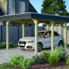 Carport Spreewald 345 x 589 cm mit Aluminiumdach, schwarze Blende