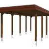 Carport Spreewald 345 x 741 cm mit Aluminiumdach, schwarze Blende, nussbaum Carport Spreewald 345 x 741 cm mit Aluminiumdach, schwarze Blende, nussbaum