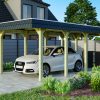 Carport Spreewald 345 x 741 cm mit Aluminiumdach, schwarze Blende