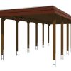 Carport Spreewald 345 x 893 cm mit Aluminiumdach, schwarze Blende, nussbaum