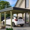 Carport Spreewald 396 x 589 cm mit Aluminiumdach, schwarze Blende
