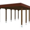 Carport Spreewald 396 x 741 cm mit Aluminiumdach, schwarze Blende, nussbaum