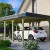 Carport Spreewald 396 x 741 cm mit Aluminiumdach, schwarze Blende