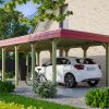 Carport Spreewald 396 x 893 cm mit EPDM-Dach, rote Blende