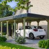 Carport Spreewald 396 x 893 cm mit Aluminiumdach, schwarze Blende