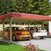 Carport Spreewald 585 x 589 cm mit Aluminiumdach, rote Blende