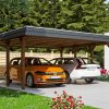 Carport Spreewald 585 x 589 cm mit EPDM-Dach, schwarze Blende, nussbaum