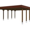 Carport Spreewald 585 x 741 cm mit Aluminiumdach, schwarze Blende, nussbaum