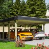 Carport Spreewald 585 x 741 cm mit Aluminiumdach, schwarze Blende