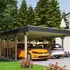 Carport Spreewald 585 x 893 cm mit Aluminiumdach, schwarze Blende