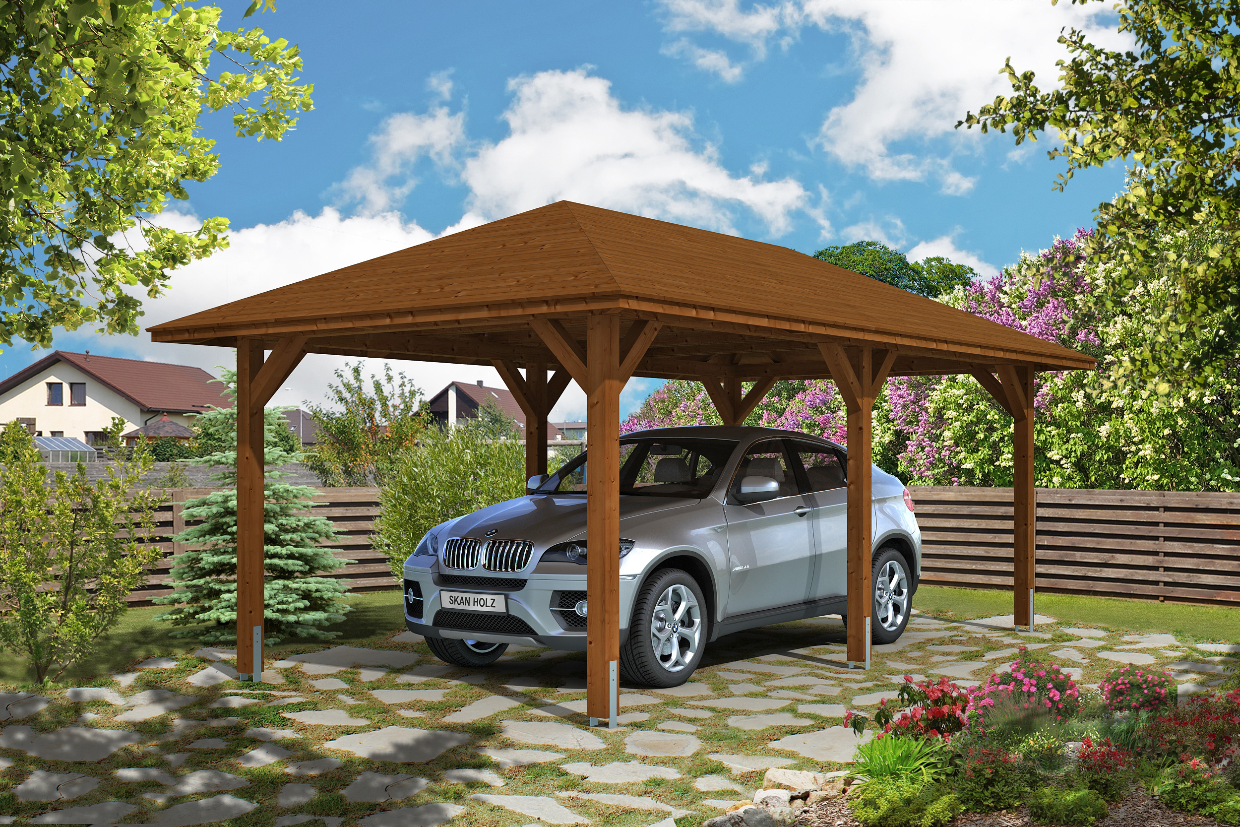 Carport Taunus 374 x 656 cm, nussbaum Carport Taunus 374 x 656 cm, nussbaum