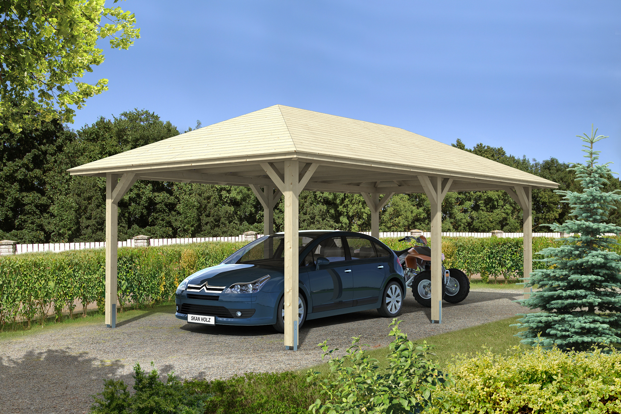 Carport Taunus 439 x 786 cm, natur