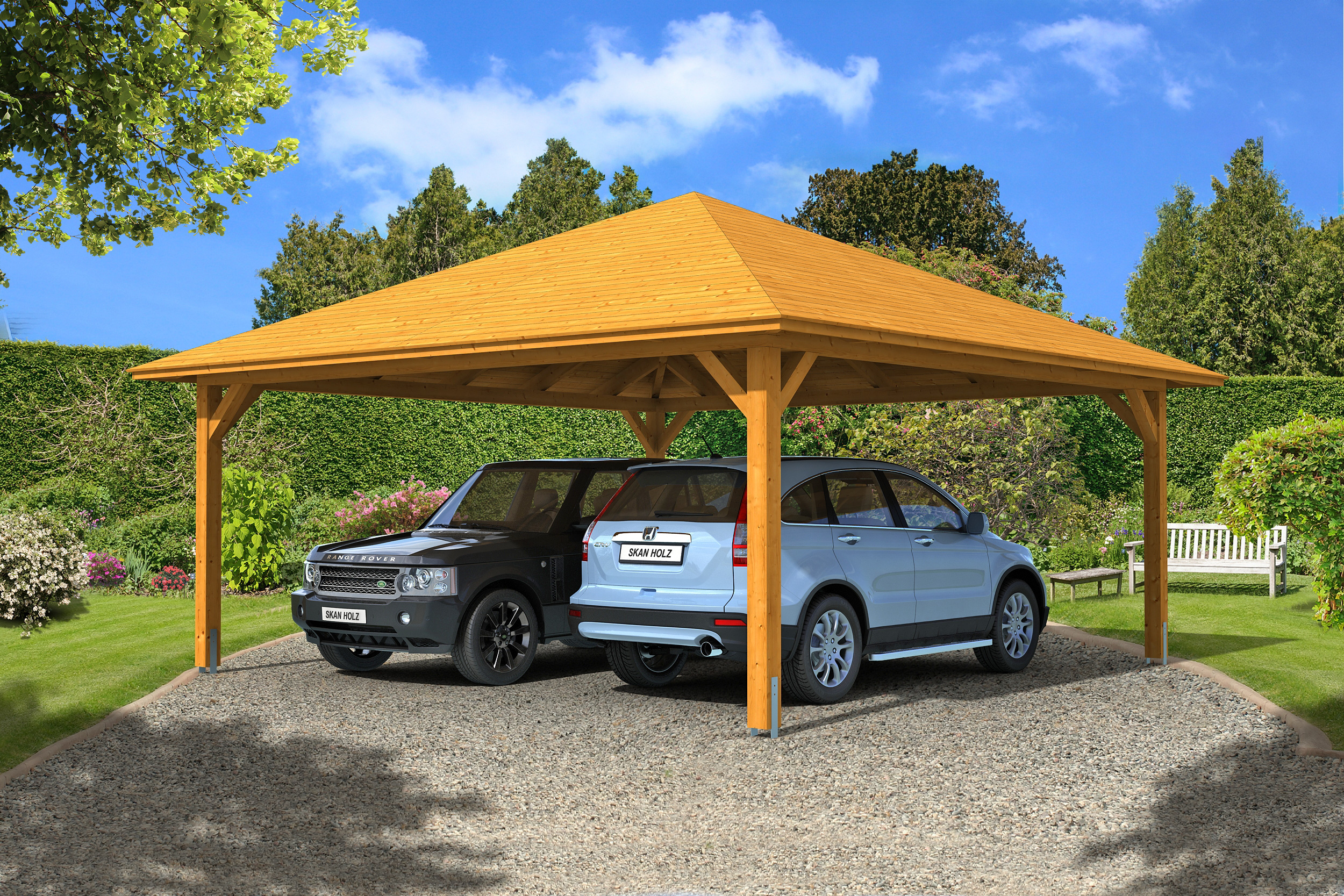 Carport Taunus 634 x 634 cm, eiche hell Carport Taunus 634 x 634 cm, eiche hell