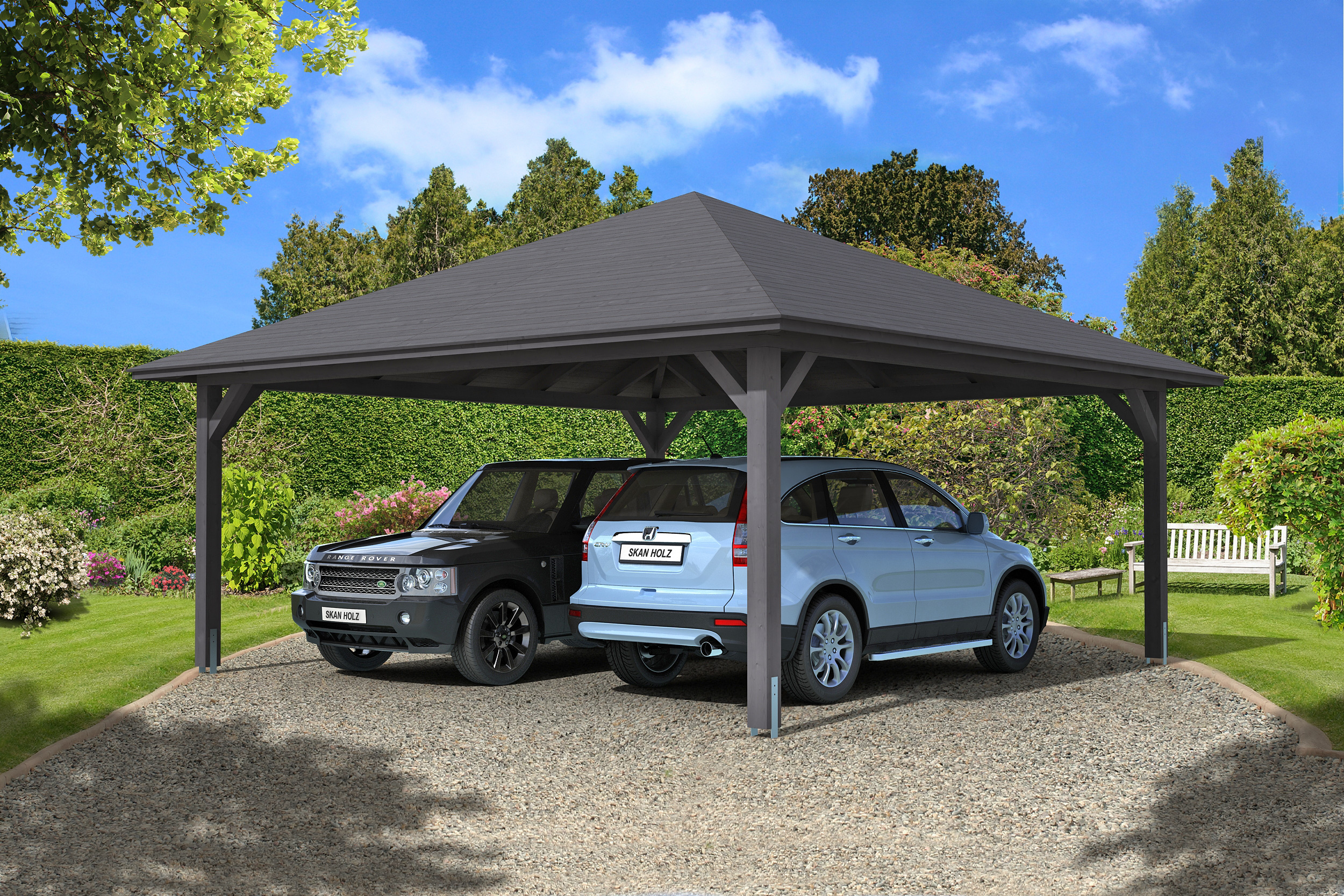 Carport Taunus 634 x 634 cm, schiefergrau Carport Taunus 634 x 634 cm, schiefergrau