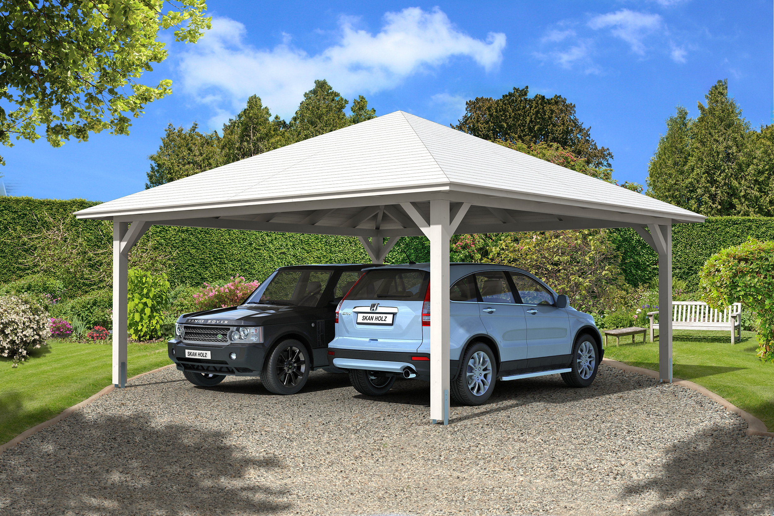 Carport Taunus 634 x 634 cm, weiß Carport Taunus 634 x 634 cm, weiß