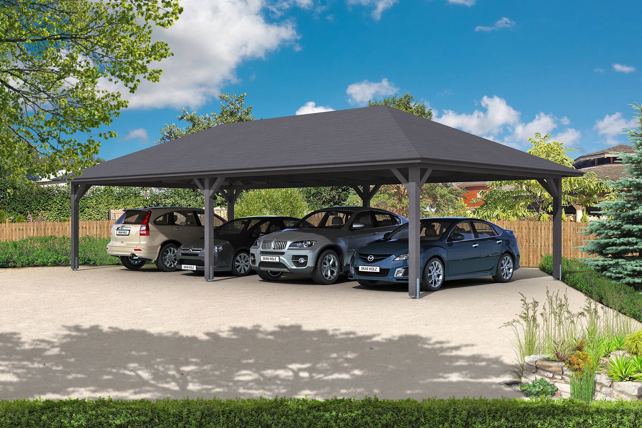 Carport Taunus 1176 x 634 cm, schiefergrau Carport Taunus 1176 x 634 cm, schiefergrau