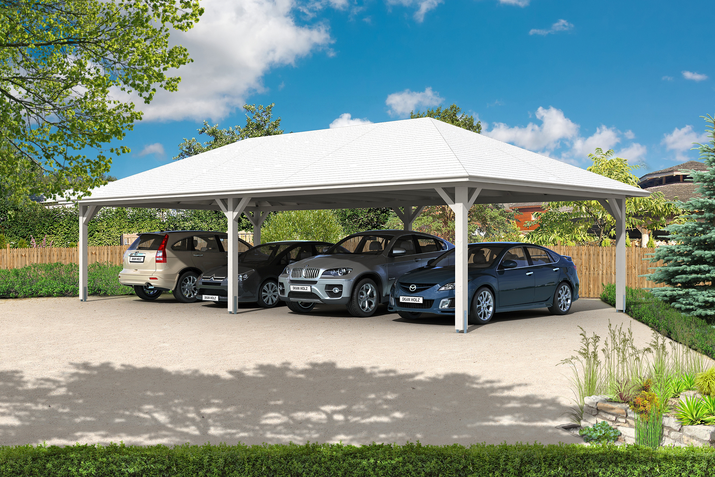 Carport Taunus 1176 x 634 cm, weiß Carport Taunus 1176 x 634 cm, weiß