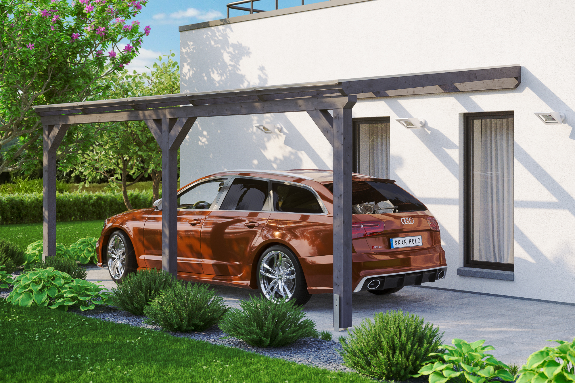 Carport Vogtland 300 x 541 cm, schiefergrau