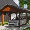 Carport Wallgau 380 x 500 cm, nussbaum, Dachlattung Carport Wallgau 380 x 500 cm, nussbaum, Dachlattung