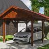 Carport Wallgau 380 x 500 cm, nussbaum, rote Schindeln Carport Wallgau 380 x 500 cm, nussbaum, rote Schindeln
