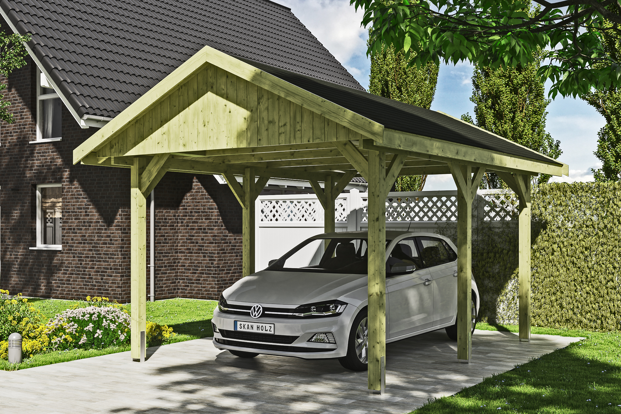 Carport Wallgau 380 x 500 cm, schwarze Schindeln Carport Wallgau 380 x 500 cm, schwarze Schindeln