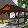 Carport Wallgau 380 x 500 cm, nussbaum, schwarze Schindeln Carport Wallgau 380 x 500 cm, nussbaum, schwarze Schindeln