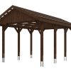 Carport Wallgau 380 x 600 cm, nussbaum, rote Schindeln Carport Wallgau 380 x 600 cm, nussbaum, rote Schindeln
