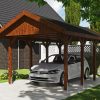 Carport Wallgau 380 x 600 cm, nussbaum, schwarze Schindeln Carport Wallgau 380 x 600 cm, nussbaum, schwarze Schindeln
