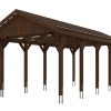 Carport Wallgau 380 x 750 cm, nussbaum, schwarze Schindeln