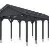 Carport Wallgau 380 x 750 cm, schiefergrau, rote Schindeln