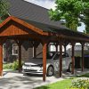 Carport Wallgau 380 x 900 cm, nussbaum, schwarze Schindeln