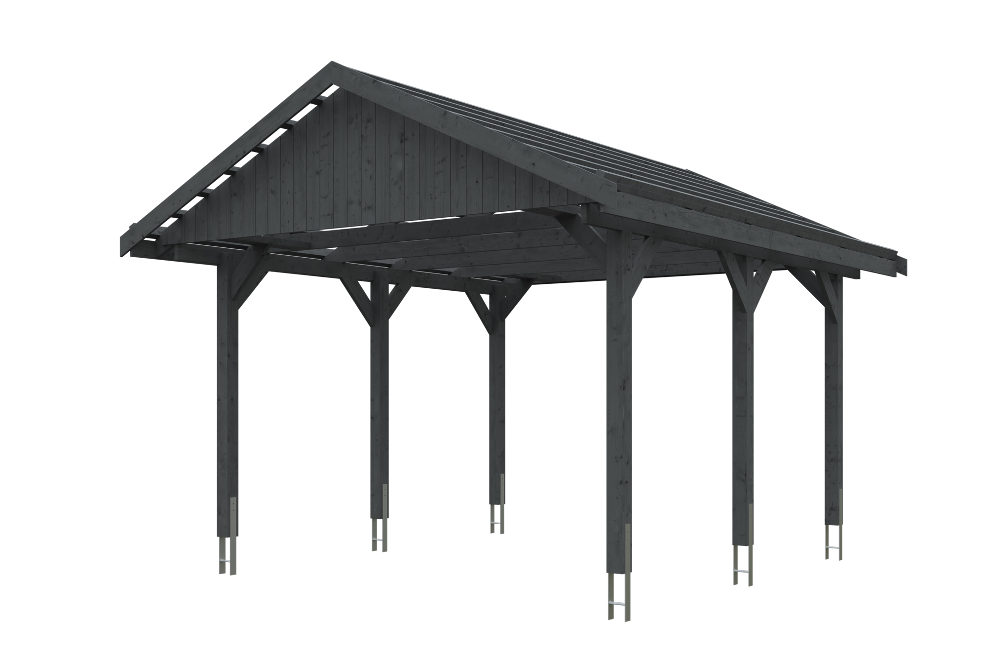 Carport Wallgau 430 x 500 cm, schiefergrau, rote Schindeln Carport Wallgau 430 x 500 cm, schiefergrau, rote Schindeln
