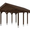 Carport Wallgau 430 x 600 cm, nussbaum, rote Schindeln Carport Wallgau 430 x 600 cm, nussbaum, rote Schindeln