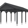 Carport Wallgau 430 x 600 cm, schiefergrau, rote Schindeln Carport Wallgau 430 x 600 cm, schiefergrau, rote Schindeln