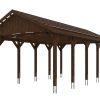 Carport Wallgau 430 x 750 cm, nussbaum, schwarze Schindeln