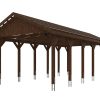 Carport Wallgau 430 x 900 cm, nussbaum, rote Schindeln Carport Wallgau 430 x 900 cm, nussbaum, rote Schindeln