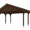 Carport Wallgau 620 x 500 cm, nussbaum, Dachlattung