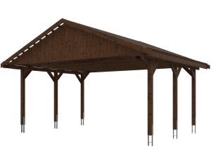 Carport Wallgau 620 x 500 cm, nussbaum, Dachlattung